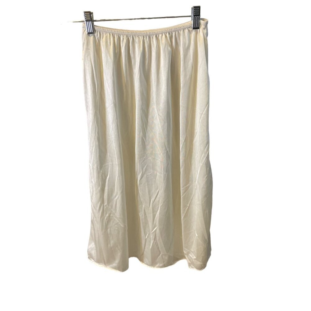 Vintage White Cream Nylon Half Slip Skirt Lingerie SZ Medium